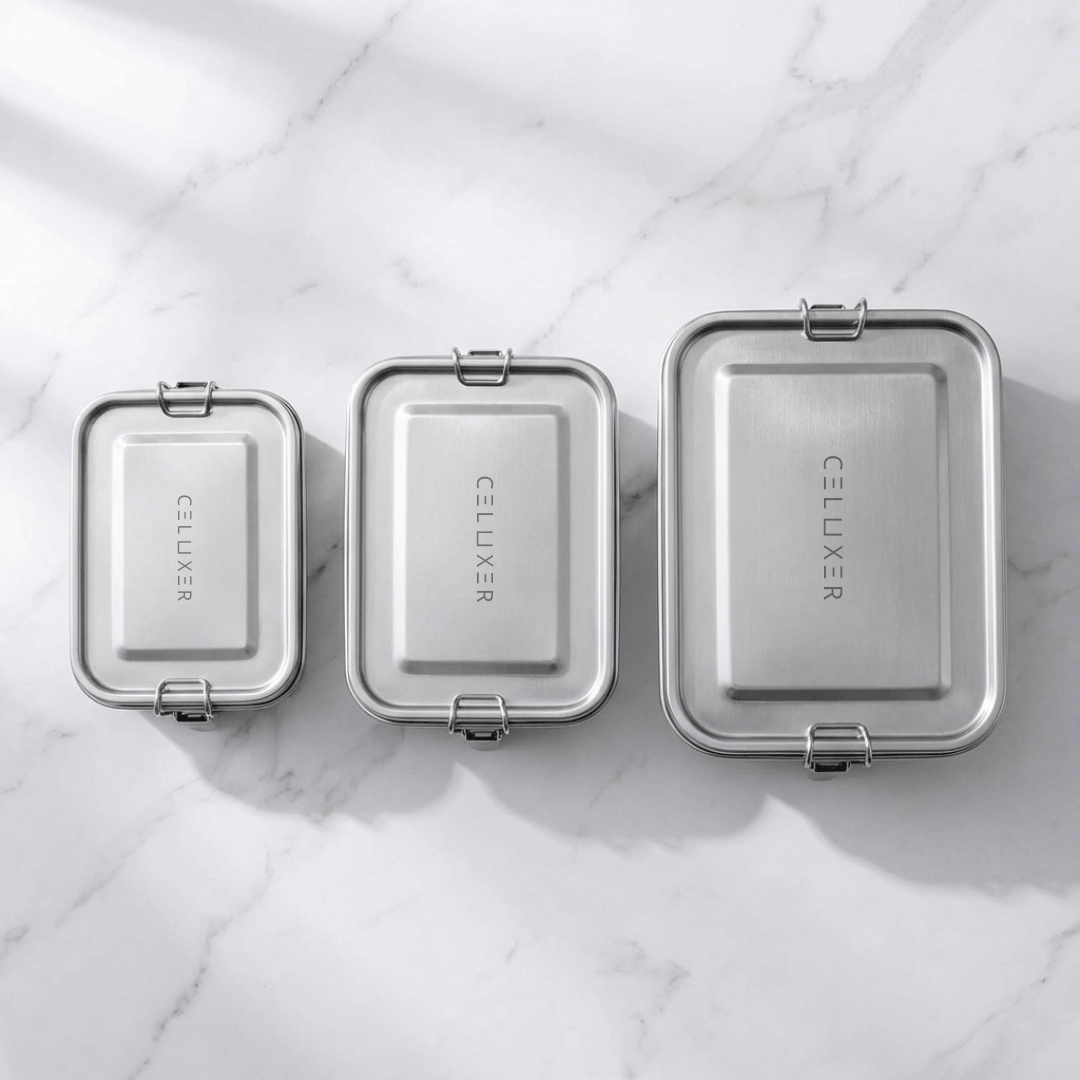 3-delig RVS Lunchbox Set