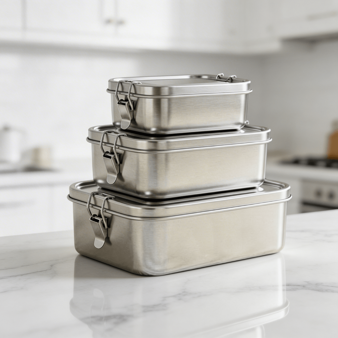3-delig RVS Lunchbox Set