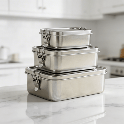 3-delig RVS Lunchbox Set