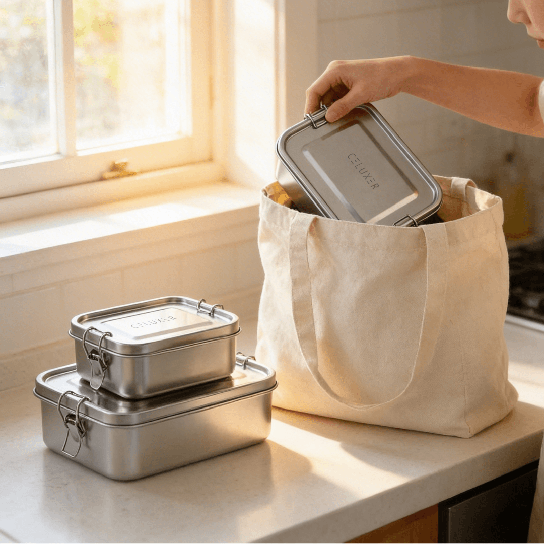 3-delig RVS Lunchbox Set